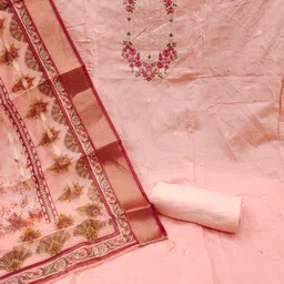 Blissta Floral Embroidered Unstitched Dress Material image 4