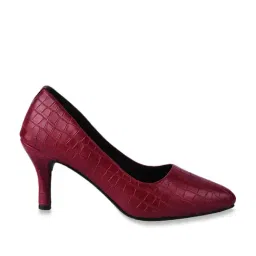 The White Pole Women's Maroon Stiletto Pumps image 2