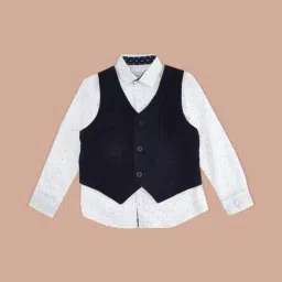 Pantaloons Junior White & Navy Cotton Printed Full Sleeves Shirt-image-38