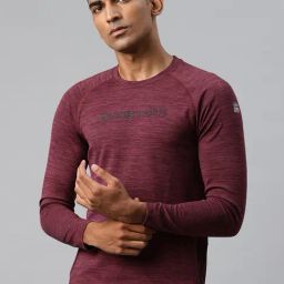 ALCIS Red Dry Tech Slim Fit Typography Print Sports T-Shirt-picture-1