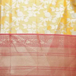 Blissta Yellow & Pink Woven Saree With Unstitched Blouse image 5