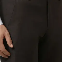 Van Heusen Brown Slim Fit Checks Trousers image 4