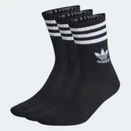 Adidas Originals Black Striped Mid Socks Pair of 3 - L-picture-26