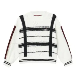 TOMMY HILFIGER Ivory Petal Solid Boxy Fit Pullover-image-81