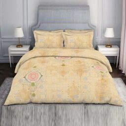 Spaces Pattern Art Beige Cotton Viscose 138 TC Double Bedsheet with 2 Pillow Covers-picture-20
