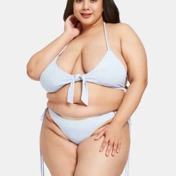 Secrets By ZeroKaata Blue Plain Swimwear Bra Panty Set-picture-3