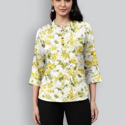 Lyra White Mandarin Collar Printed Top-picture-25