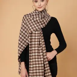 Mafadeny Brown Regular Fit Chequered Stole-picture-37