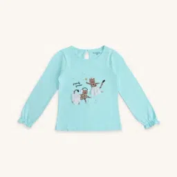Pantaloons Junior Blue Cotton Printed Full Sleeves Top-image-74
