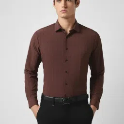 Van Heusen Maroon Slim Fit Printed Shirt-image-83