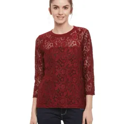 Miss Chase Maroon Lace Top-image-81