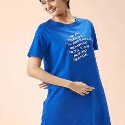 People by Pantaloons Blue Cotton Printed Sleep Tees-picture-26