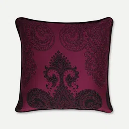 SWAYAM Maroon & Black Set of 2 Ethnic Motifs Square Cushion Covers image 2