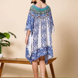 Aditi Wasan Women Embellished Printed Kimono Sleeve Satin Kaftan Midi Dress image 4