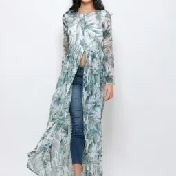 Cation White & Green Printed Tunic-image-4