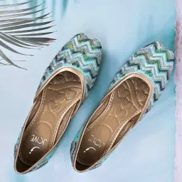 Jove Women's Sea Green Ethnic Juttis-image-55
