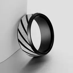 MEENAZ Set Of 2 Silver-Plated Band Finger Rings image 2