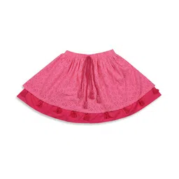 Blue Giraffe Girls Pink Self Design A-Line Mini Skirt-picture-25