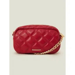 Accessorize London Women's Red Quilted Chunky Chain Sling Bag image 2