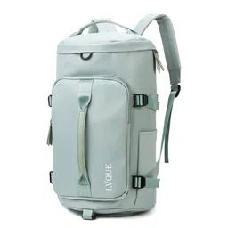 ts with techsun Nylon Gym Bag For Men's And Women's Sports Duffle Bag Yoga Swimming Hiking Camping Travel Backpack Weekender With Shoes Compartment With Wet Pocket For Vacation (Green), 25 cm image 1