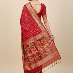 Peachmode Bandhani Zari Silk Blend Handloom Saree image 5