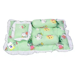 Babytoons Baby Bedding Set New Born Mattress Gaddi with Pillow & Bolsters (0-6 Months) Green-picture-21