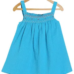 MINI KLUB Cotton Sleeveless Thread Work Detailed Top - Blue-picture-37