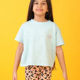 Anthrilo Blended Half Sleeves Heart Patch Detailed Tee - Sky Blue-picture-18