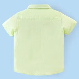 Babyhug Cotton Linen Half Sleeves Solid Shirt- Lime Green image 2