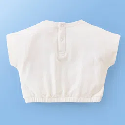 Babyoye Cotton Lycra Knit Half Sleeves T-Shirt With Doll Print - White image 2