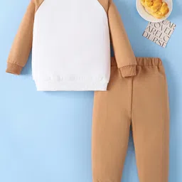 Mark & Mia Full Raglan Sleeves WinterT-Shirt & Lounge Pant Set With Tiger Applique - Khaki image 2