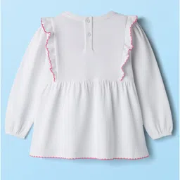 Babyhug 100% Cotton Knit Full Sleeves Top With Floral Embroidery - White image 2