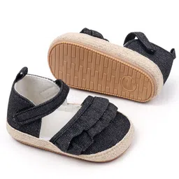 KIDLINGSS Ruffled Detailed Velcro Closure Sandal Style Booties - Black image 3