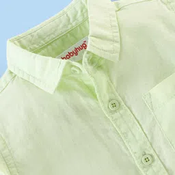 Babyhug Cotton Linen Half Sleeves Solid Shirt- Lime Green image 3