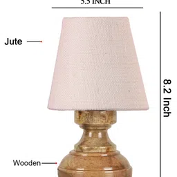 Devansh White Jute Natural Wood Table Lamp image 3