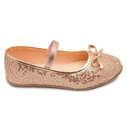 boyz n galz Sequin Embellished & Bow Applique Detailed Ballerinas - Rose Gold image 4