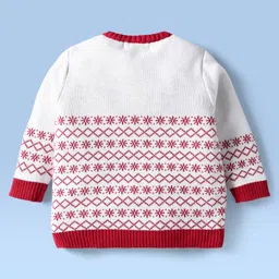 Babyoye Cotton Knit Full Sleeves Pullover Sweater & Pant Set with Aztec Design - White image 3