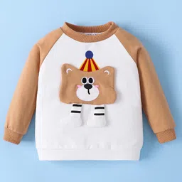 Mark & Mia Full Raglan Sleeves WinterT-Shirt & Lounge Pant Set With Tiger Applique - Khaki image 3