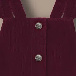 Cherry Crumble By Nitt Hyman Cotton Woven Solid Pinafore Dress -Wine image 4