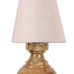 Devansh White Jute Natural Wood Table Lamp image 4
