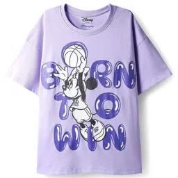 HoneyHap Disney Single Jersey Knit Oversize Drop Shoulder Half Sleeves T-Shirt with Minnie Mouse Graphics Pack of 2 - Black & Lilac image 4