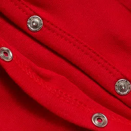 Babyhug Disney Interlock Knit Full Sleeves Romper With Mickey Mouse & Friends Printed - Red image 4