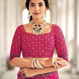 LAKHANI COTTONS Ajrak Block Pure Cotton Saree image 4