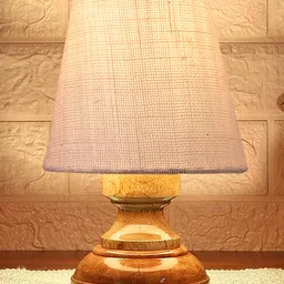 Devansh White Jute Natural Wood Table Lamp image 5