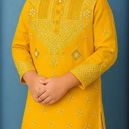 Cae Boys Ethnic Motifs Embroidered Regular Thread Work Pure Cotton Kurta with Dhoti Pants image 4