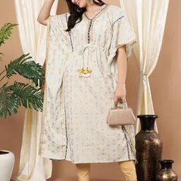 Anouk Floral Print Kimono Sleeve Kaftan Dress image 4