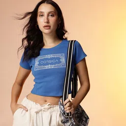 CORSICA Brand Logo Printed Slim Fit T-shirt-image-92