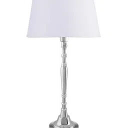 Homesake Silver Imperial Nickel Brushed Lamp with White Drum Shade (Bulb Included) - Set of 1 image 2