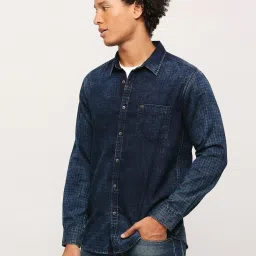 Pepe Jeans Indigo Cotton Regular Fit Self Pattern Shirt image 3
