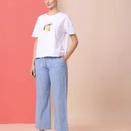 Chemistry Blue Cotton Print Night Suit image 3